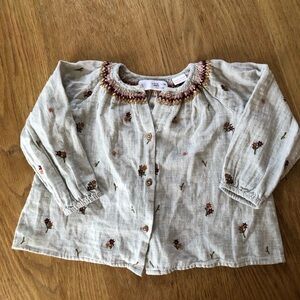 Zara embroidered blouse 9-12mo